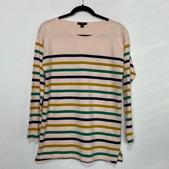 J Crew Peach Striped 3/4 Sleeve Tunic Top Size XS - Picture 1 of 6
